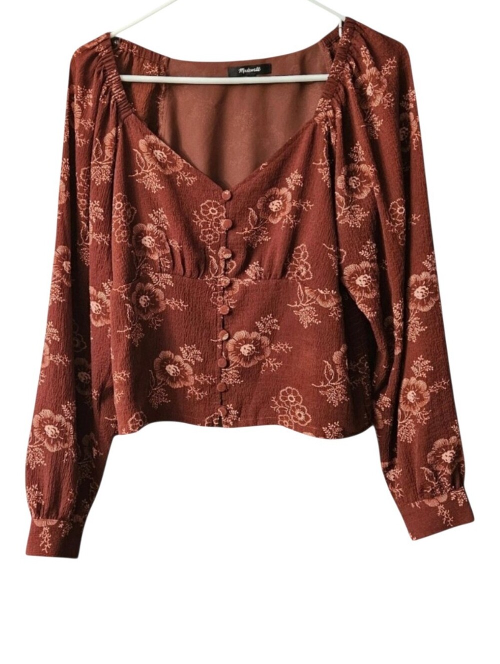 Madewell Preston Puff-Sleeve Top Women's M Letterpress Floral